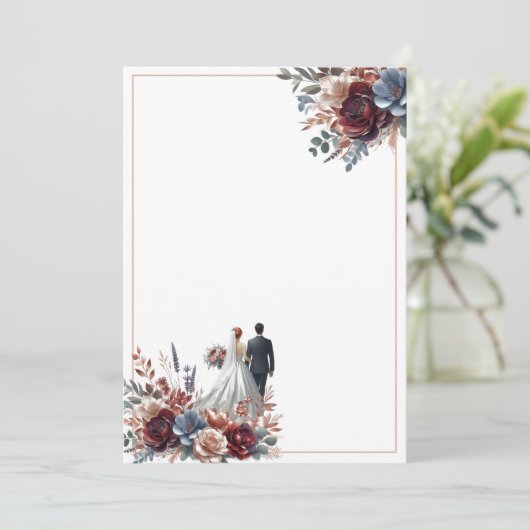 Braut und Groom Elegant Blank Floral Wedding Einladung (Stehend Vorderseite)