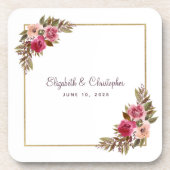 Braut und Groom Elegante Hochzeit der Wasserfarben Getränkeuntersetzer (Vorderseite)