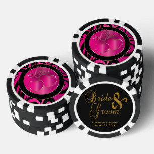Braut und Groom Elegante rosa Herzen Pokerchips