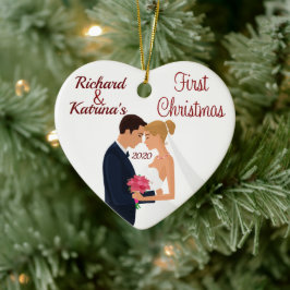 Braut und Groom Erste Weihnacht Keramik Ornament