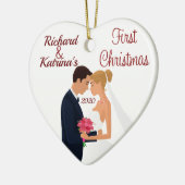Braut und Groom Erste Weihnacht Keramik Ornament (Links)