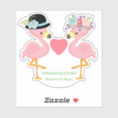 Braut und Groom Flamingo Couple Contour Aufkleber (Blatt)