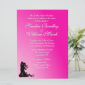 Braut und Groom Fuchsia Einladung (Stehend Vorderseite)