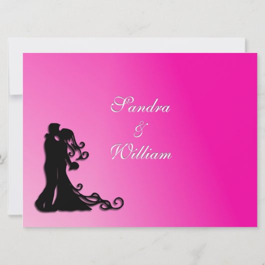 Braut und Groom Fuchsia Einladung (Rückseite)
