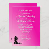 Braut und Groom Fuchsia Einladung (Vorne/Hinten)