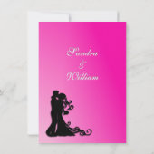 Braut und Groom Fuchsia Einladung (Rückseite)