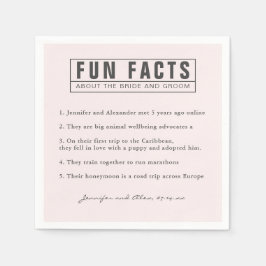 Braut und Groom Fun Fakten Blush Pink Paper Serviette