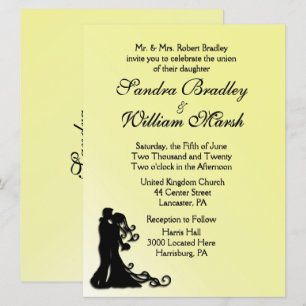 Braut und Groom Gelb Einladung