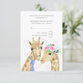 Braut und Groom Giraffe Wedding RSVP (Stehend Vorderseite)