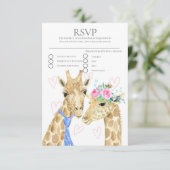 Braut und Groom Giraffe Wedding RSVP (Stehend Vorderseite)