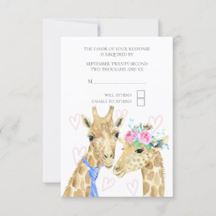 Braut und Groom Giraffe Wedding RSVP Karte