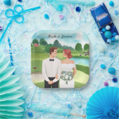  Braut und Groom Golfer Hochzeit im Golfplatz Pappteller (Party)