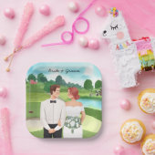  Braut und Groom Golfer Hochzeit im Golfplatz Pappteller (Party)