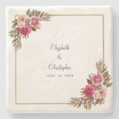 Braut und Groom Hochzeit Elegante Wasserfarben Steinuntersetzer (Vorderseite)