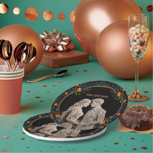 Braut und Groom Hochzeit Personalisiert Pappteller (Multi)