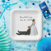 Braut und Groom Hochzeit Spaß auf Weiß Pappteller (Party)