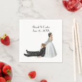 Braut und Groom Hochzeit Spaß auf Weiß Serviette (Beispiel)