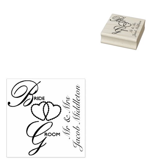 Braut und Groom Hochzeitsherzen Gummistempel (Stempel)