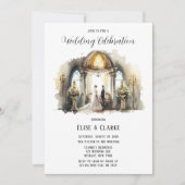 Braut und Groom Kirche und Florals Hochzeit Einladung (Vorderseite)