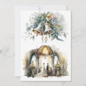 Braut und Groom Kirche und Florals Hochzeit Einladung (Rückseite)