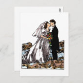 Braut und Groom Kiss am Strand Postkarte (Vorne/Hinten)