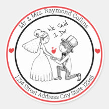 Braut- und Groom-Klassik-Rundkleber