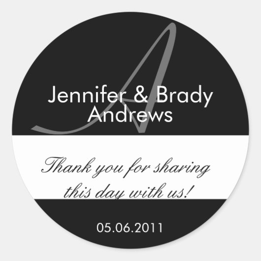 Braut und Groom Monogram A Gevor Sticker (Vorderseite)