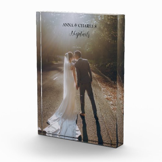 Braut und Groom Nuptails Hochzeitblock Foto (Rechts)