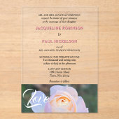 Braut und Groom Pastellrosa Liebe klar Acryleinladungen (Vorderseite)