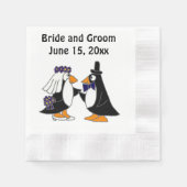 Braut und Groom Pinguin Hochzeitskunst Serviette (Vorderseite)