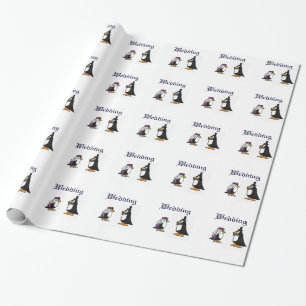 Braut und Groom Pinguin Hochzeitszwickpapier Geschenkpapier