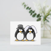 Braut- und Groom-Pinguine Postkarte (Stehend Vorderseite)