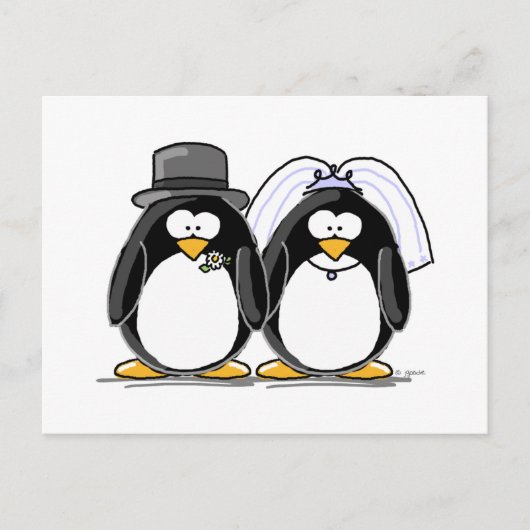 Braut- und Groom-Pinguine Postkarte (Vorderseite)