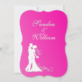 Braut und Groom Pink Hochzeit Einladung (Rückseite)