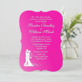 Braut und Groom Pink Hochzeit Einladung (Stehend Vorderseite)