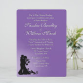 Braut und Groom Royal Lila Wedding Einladung (Stehend Vorderseite)