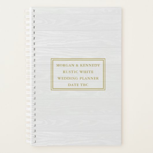 Braut und Groom rustikaler weißer Hochzeitsplaner Planer (Vorderseite)
