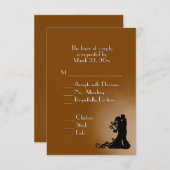 Braut und Groom Schokolade Braun Hochzeit RSVP Karte (Vorne/Hinten)