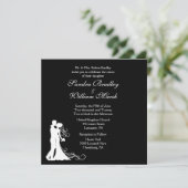 Braut und Groom Schwarz und Weiß Einladung (Stehend Vorderseite)