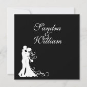 Braut und Groom Schwarz und Weiß Einladung (Rückseite)