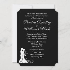 Braut und Groom Schwarz und Weiß Einladung