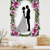 Braut und Groom Silhouetten Hochzeit Gerahmt Poster (Küche)