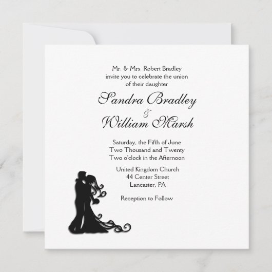 Braut und Groom Traditionelles Weiß Einladung (Vorderseite)