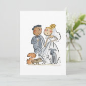 Braut und Groom und Hunde Einladung (Stehend Vorderseite)