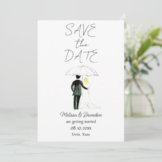 Braut und Groom Wasserfarbe Rustikale Hochzeit Einladung (Stehend Vorderseite)