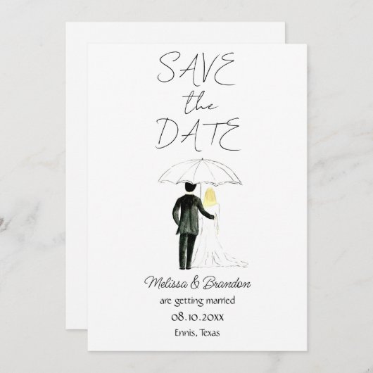 Braut und Groom Wasserfarbe Rustikale Hochzeit Einladung (Vorne/Hinten)