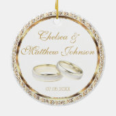 Braut und Groom Wedding Bands Keepake Keramikornament (Hinten)