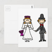 Braut und Groom Wedding Cartoon Postkarte (Vorne/Hinten)
