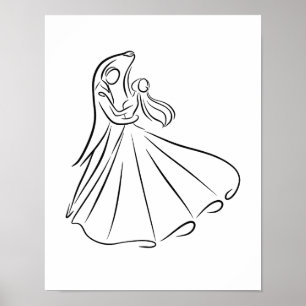 "Braut und Groom Wedding First Dance Line Art Poster