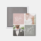 Braut und Groom Wedding Foto Collage Magnet (Vorderseite/Rückseite)